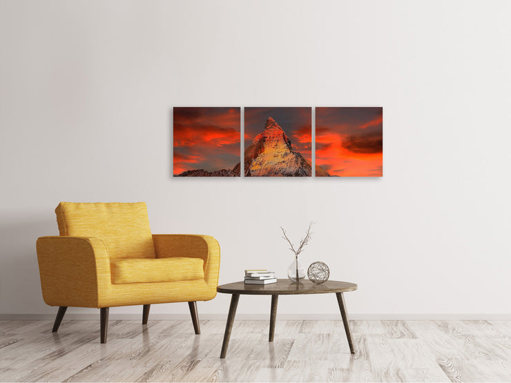 3 darab Vászonképek Panoramic Mountains of Switzerland at sunset