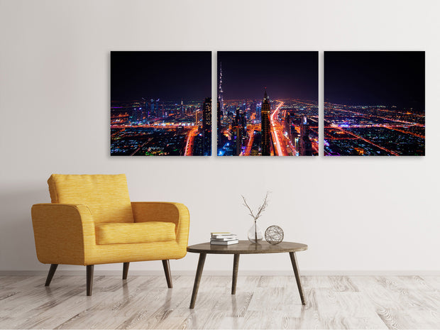 3 darab Vászonképek Panoramic The colorful lights of Dubai