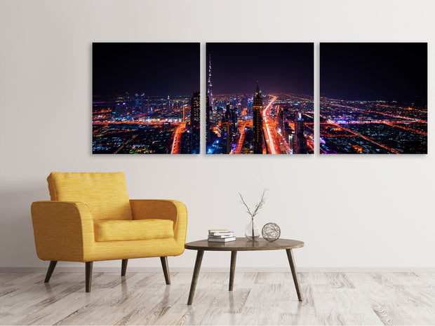 3 darab Vászonképek Panoramic The colorful lights of Dubai