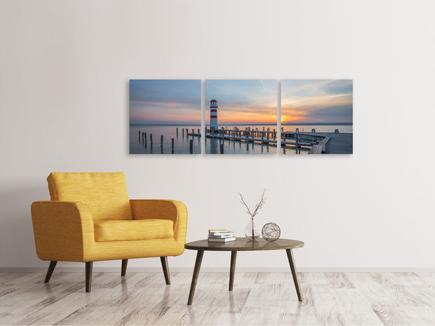 3 darab Vászonképek Panoramic Lighthouse in the sunset