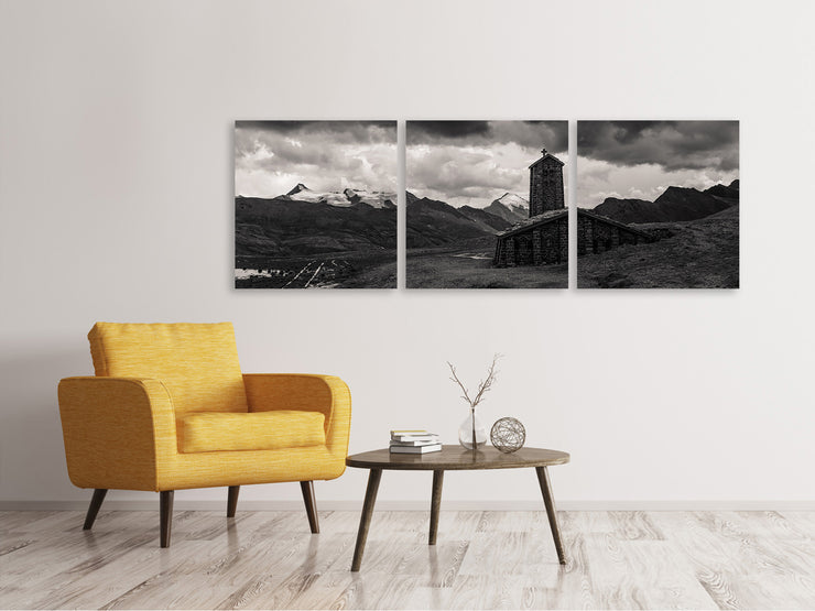 3 darab Vászonképek Panoramic Black and white photography