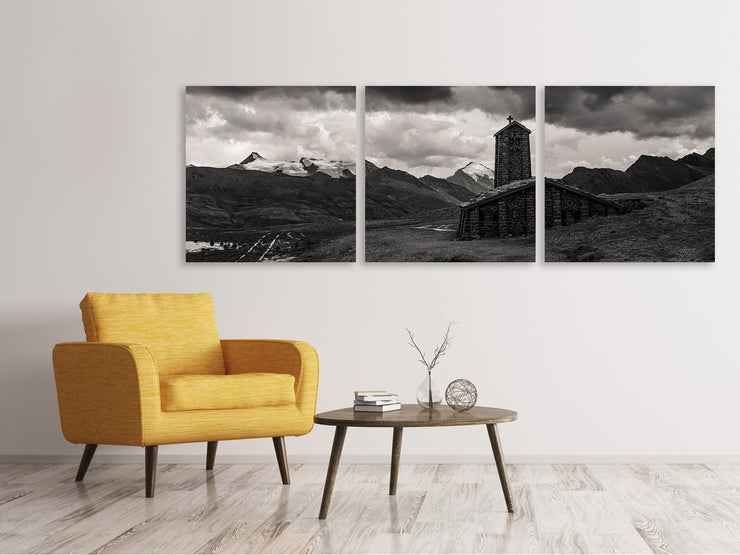 3 darab Vászonképek Panoramic Black and white photography