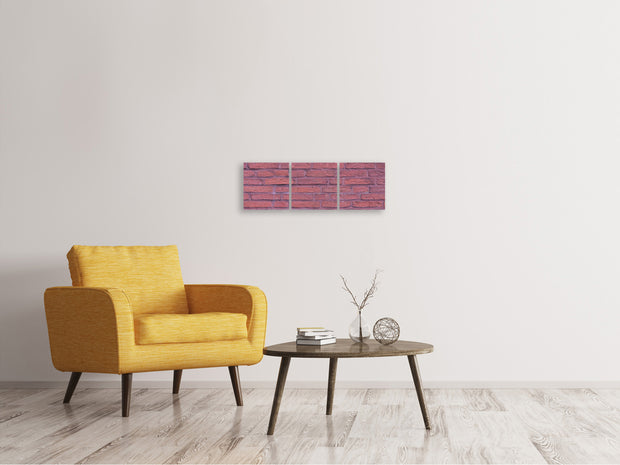 3 darab Vászonképek Panoramic Lacquered clinker bricks