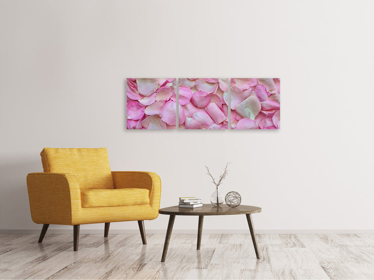 3 darab Vászonképek Panoramic Rose petals in pink 2