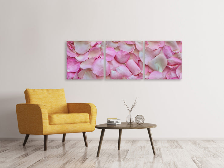 3 darab Vászonképek Panoramic Rose petals in pink 2