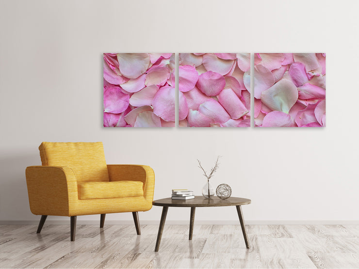 3 darab Vászonképek Panoramic Rose petals in pink 2