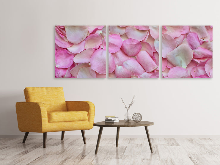 3 darab Vászonképek Panoramic Rose petals in pink 2