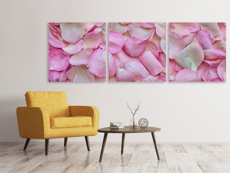 3 darab Vászonképek Panoramic Rose petals in pink 2