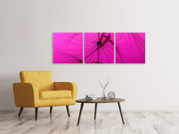 3 darab Vászonképek Panoramic Dandelion in pink