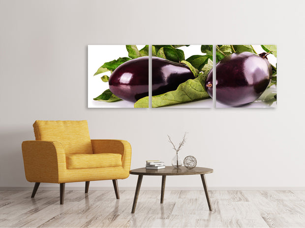 3 darab Vászonképek Panoramic Fresh eggplants
