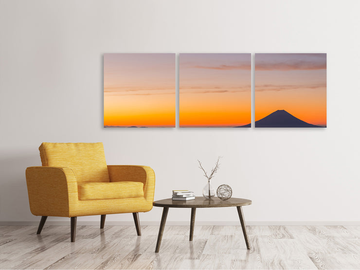 3 darab Vászonképek Panoramic Mount Fuji at sunset