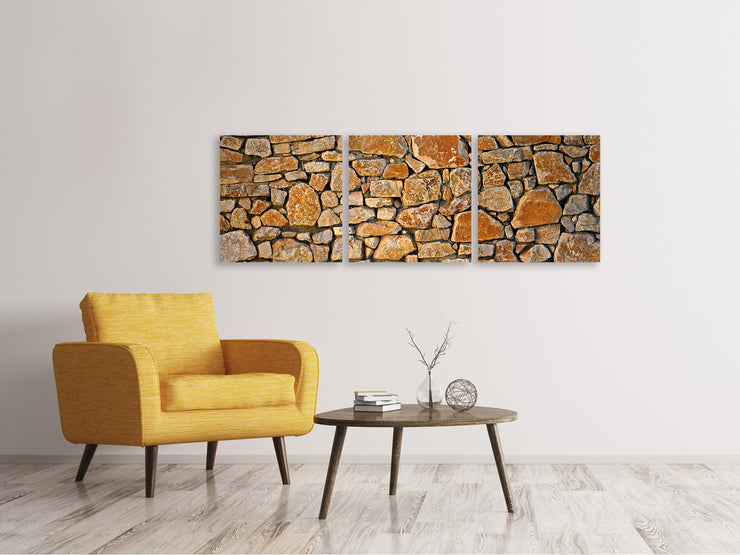 3 darab Vászonképek Panoramic Nature stone wall