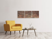 3 darab Vászonképek Panoramic Brown Brick Wall