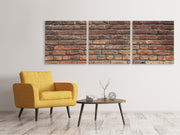 3 darab Vászonképek Panoramic Brown Brick Wall