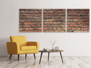 3 darab Vászonképek Panoramic Brown Brick Wall