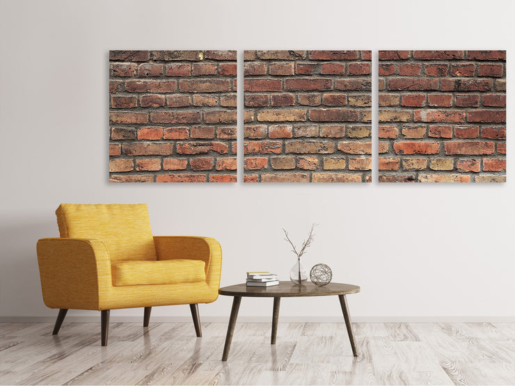 3 darab Vászonképek Panoramic Brown Brick Wall