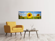 3 darab Vászonképek Panoramic Summer Sunflowers