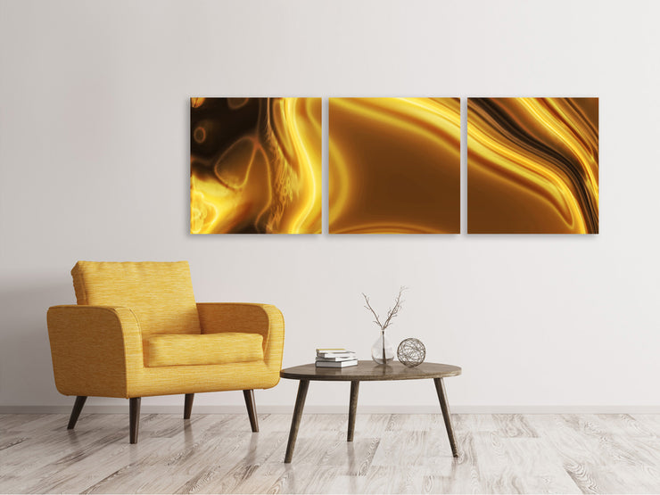 3 darab Vászonképek Panoramic Abstract Liquid Gold