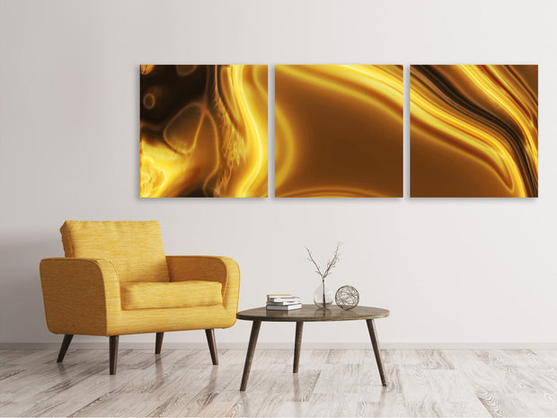 3 darab Vászonképek Panoramic Abstract Liquid Gold