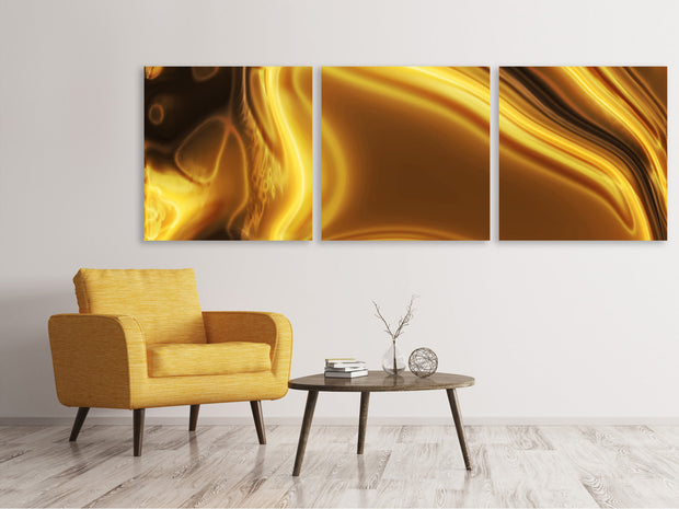 3 darab Vászonképek Panoramic Abstract Liquid Gold