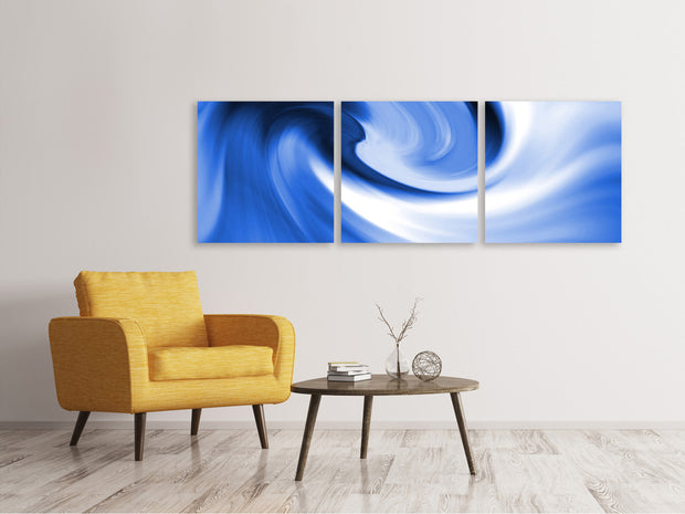 3 darab Vászonképek Panoramic Abstract Blue Wave