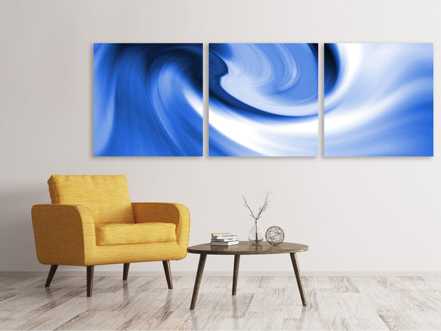 3 darab Vászonképek Panoramic Abstract Blue Wave