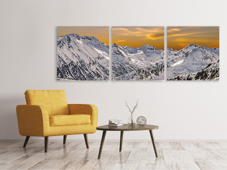 3 darab Vászonképek Panoramic Sunset In The Mountains