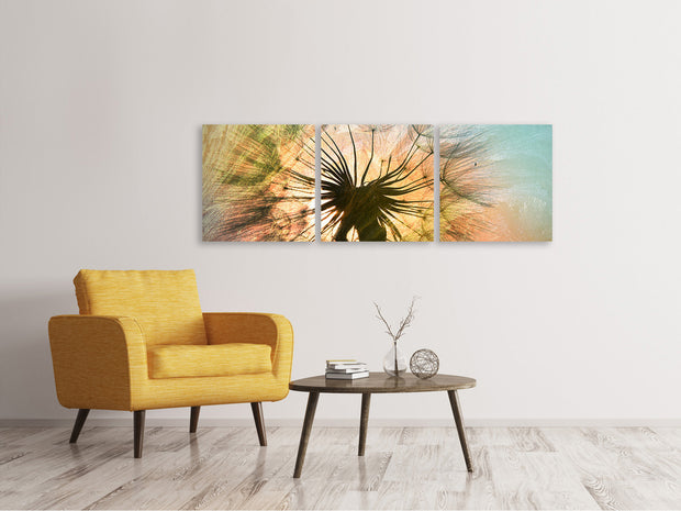 3 darab Vászonképek Panoramic XXL Dandelion