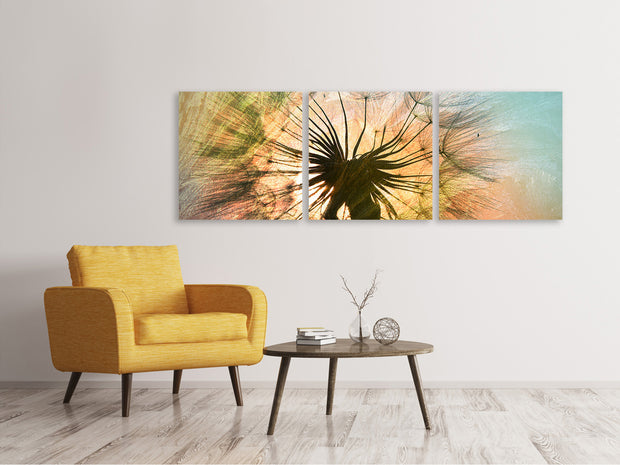 3 darab Vászonképek Panoramic XXL Dandelion