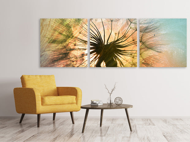 3 darab Vászonképek Panoramic XXL Dandelion