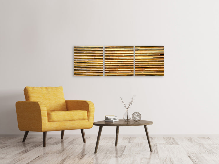 3 darab Vászonképek Panoramic Horizontal Bamboo Wall