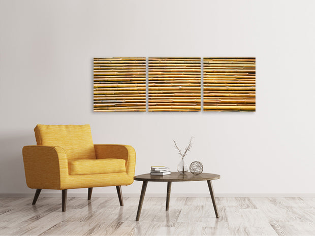 3 darab Vászonképek Panoramic Horizontal Bamboo Wall