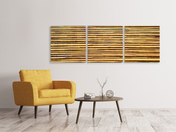 3 darab Vászonképek Panoramic Horizontal Bamboo Wall