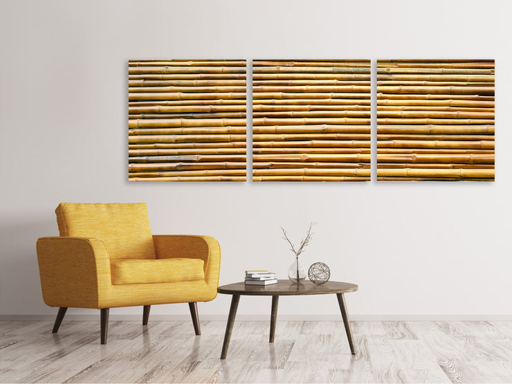 3 darab Vászonképek Panoramic Horizontal Bamboo Wall