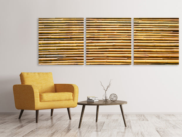 3 darab Vászonképek Panoramic Horizontal Bamboo Wall