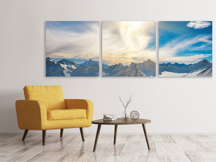 3 darab Vászonképek Panoramic Over The Snowy Peaks