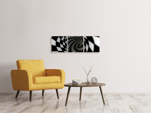 3 darab Vászonképek Panoramic Abstract Tunnel Black u0026 White