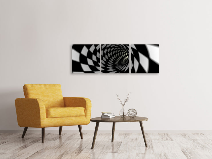 3 darab Vászonképek Panoramic Abstract Tunnel Black u0026 White