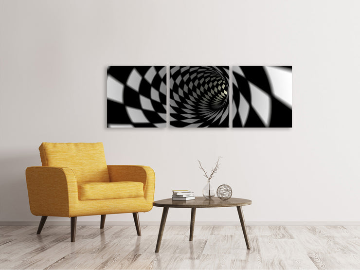 3 darab Vászonképek Panoramic Abstract Tunnel Black u0026 White