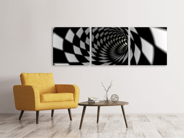 3 darab Vászonképek Panoramic Abstract Tunnel Black u0026 White