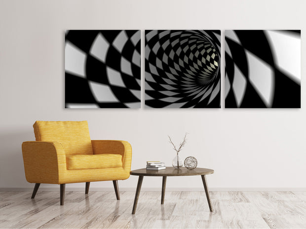 3 darab Vászonképek Panoramic Abstract Tunnel Black u0026 White