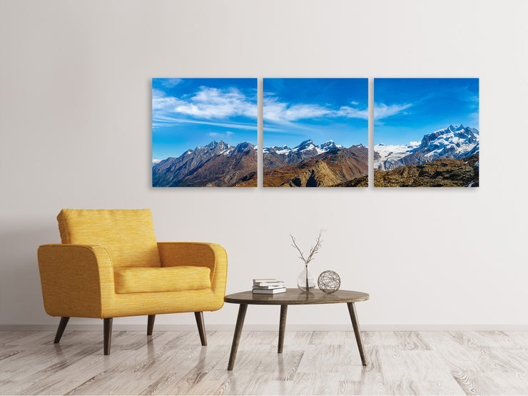 3 darab Vászonképek Panoramic Swiss Alps In Spring