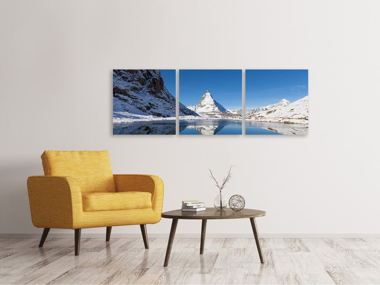 3 darab Vászonképek Panoramic The Riffelsee On Matterhorn