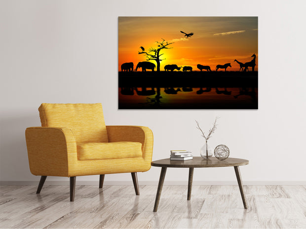 Vászonképek Safari Animals At Sunset