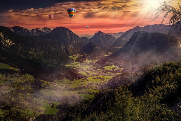 Fotótapéták Hot air balloons in the sunset