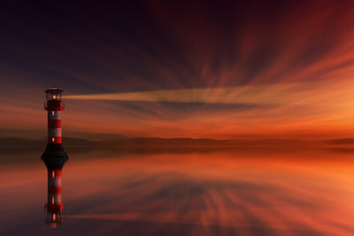 Fotótapéták Red sky at the lighthouse