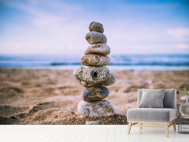 Fotótapéták Stone pile on the beach