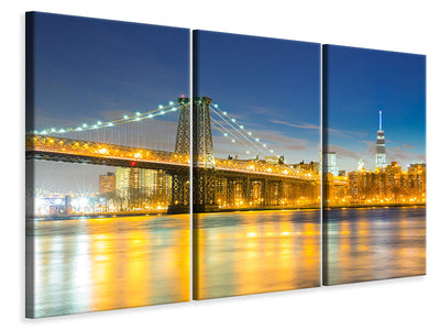 3 darab Vászonképek Brooklyn Bridge At Night