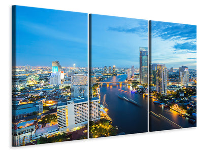 3 darab Vászonképek Skyline Bangkok At Dusk