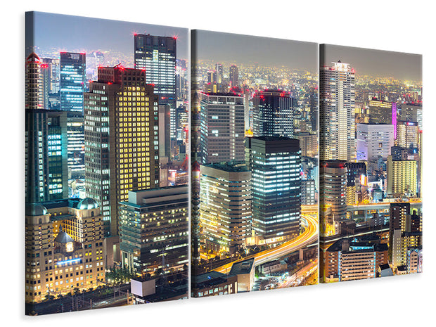 3 darab Vászonképek Skyline Osaka In Sea Of Lights